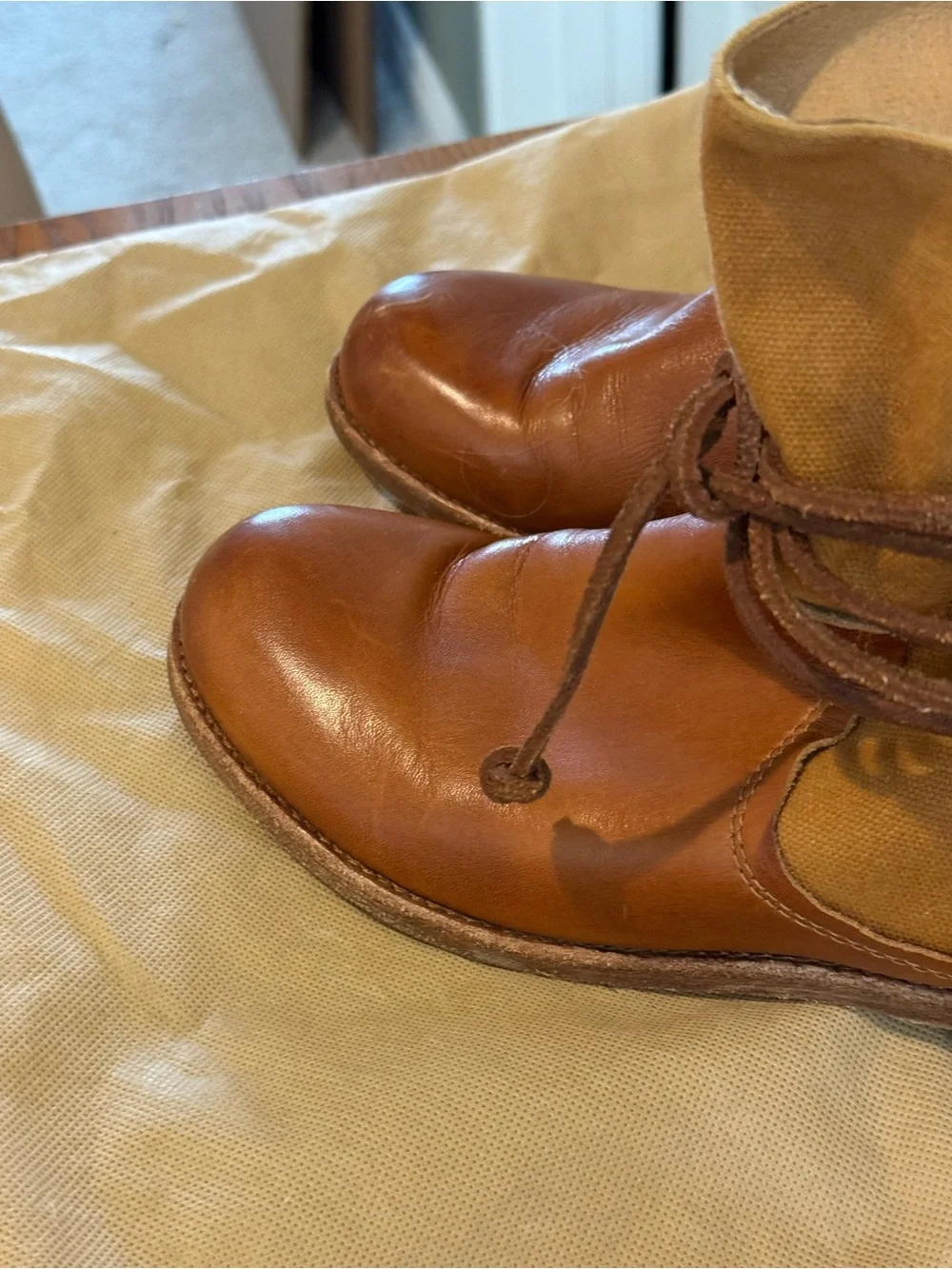 Patricia Nash Sabbia Brown Leather Canvas Womens Boots Size 8.5 w Bag